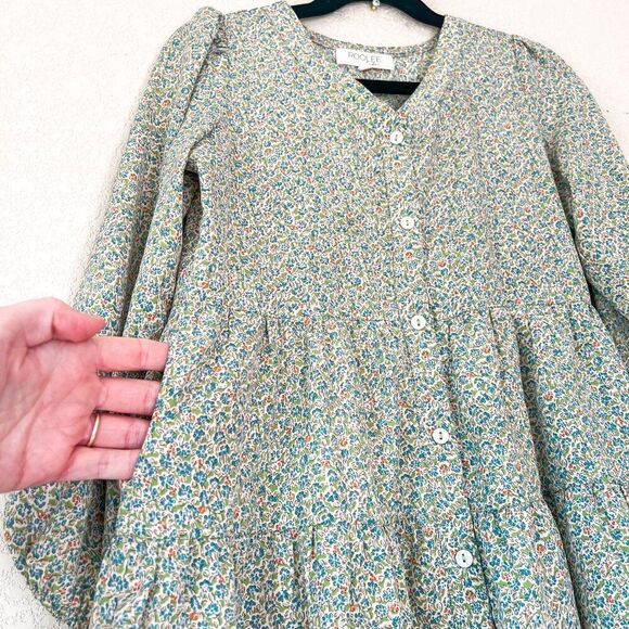 Roolee Kids Girl's Boho Spring Dainty Floral Green Long Sleeve Dress Size 7-8 - Picture 3 of 5